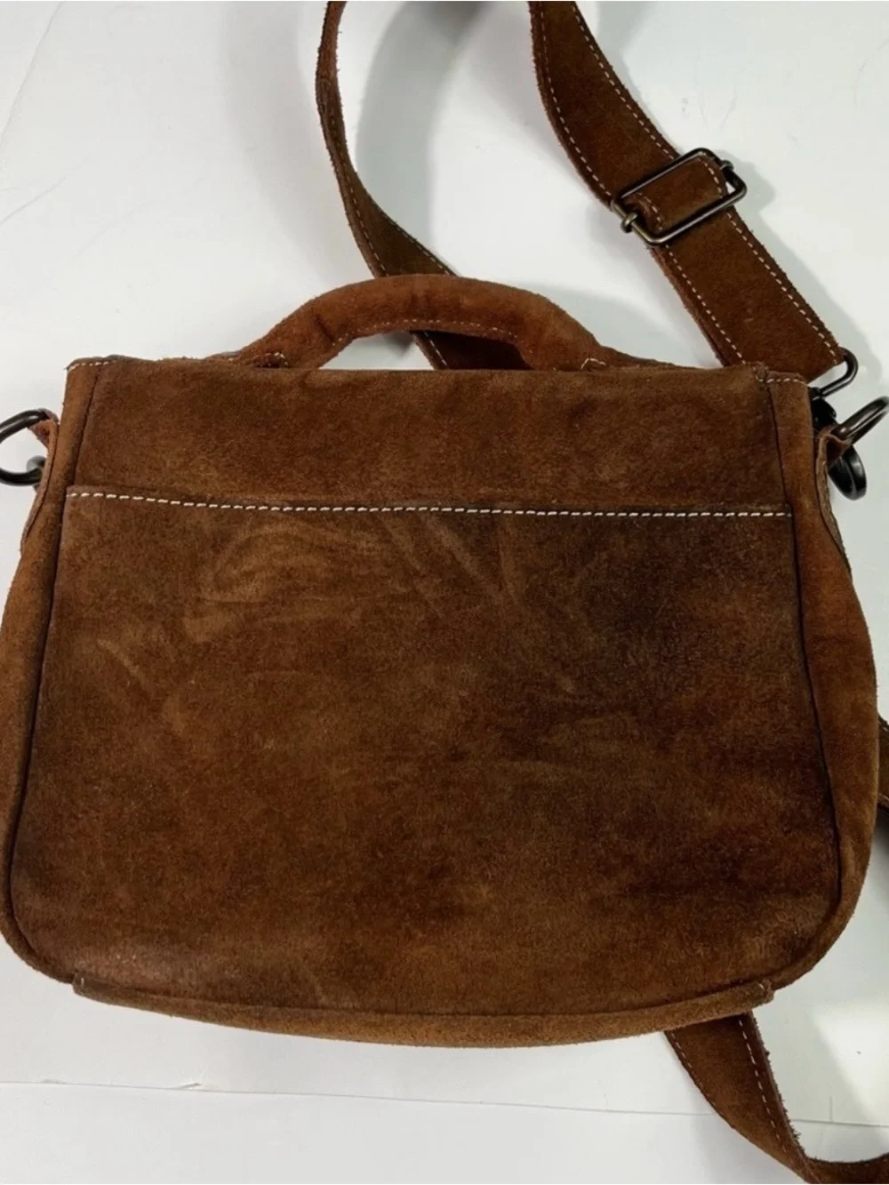STS Ranchwear Cowhide Suede Leather Flap Close Crossbody Purse Western Rodeo